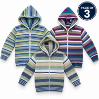 Pack of 3 Kids Wool Hooded Sweater Boys & Girls Winter Zip-Up