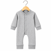 Baby Boys Winter Gray Romper  Full Sleeve Fleece Romper