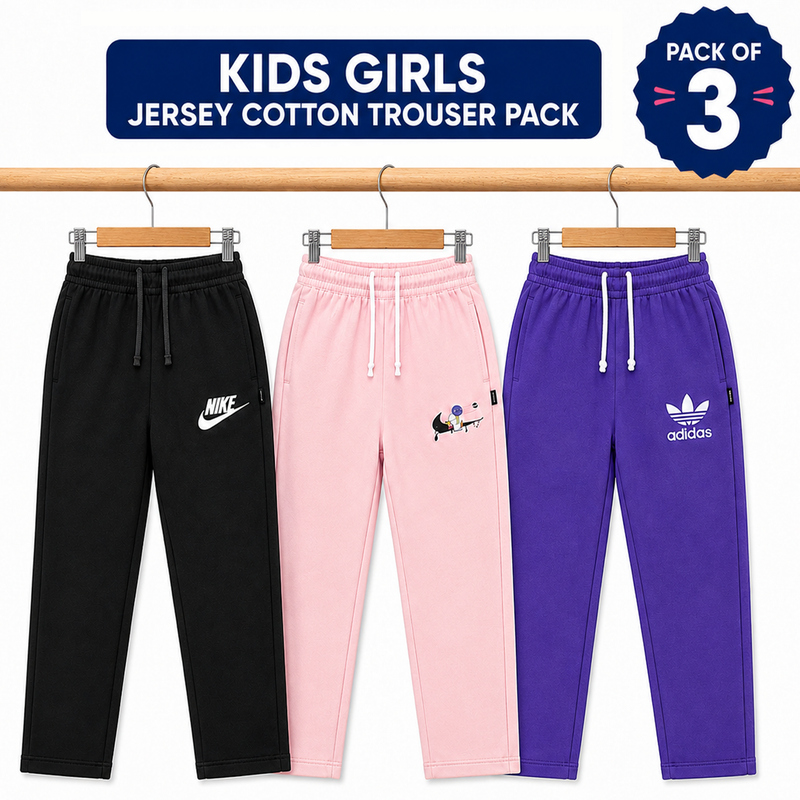 Pack of 3 Girls Jersy Cotton Trouser Set Soft & Comfortable Casual Trousers Ages 6-11 Years (Copy)