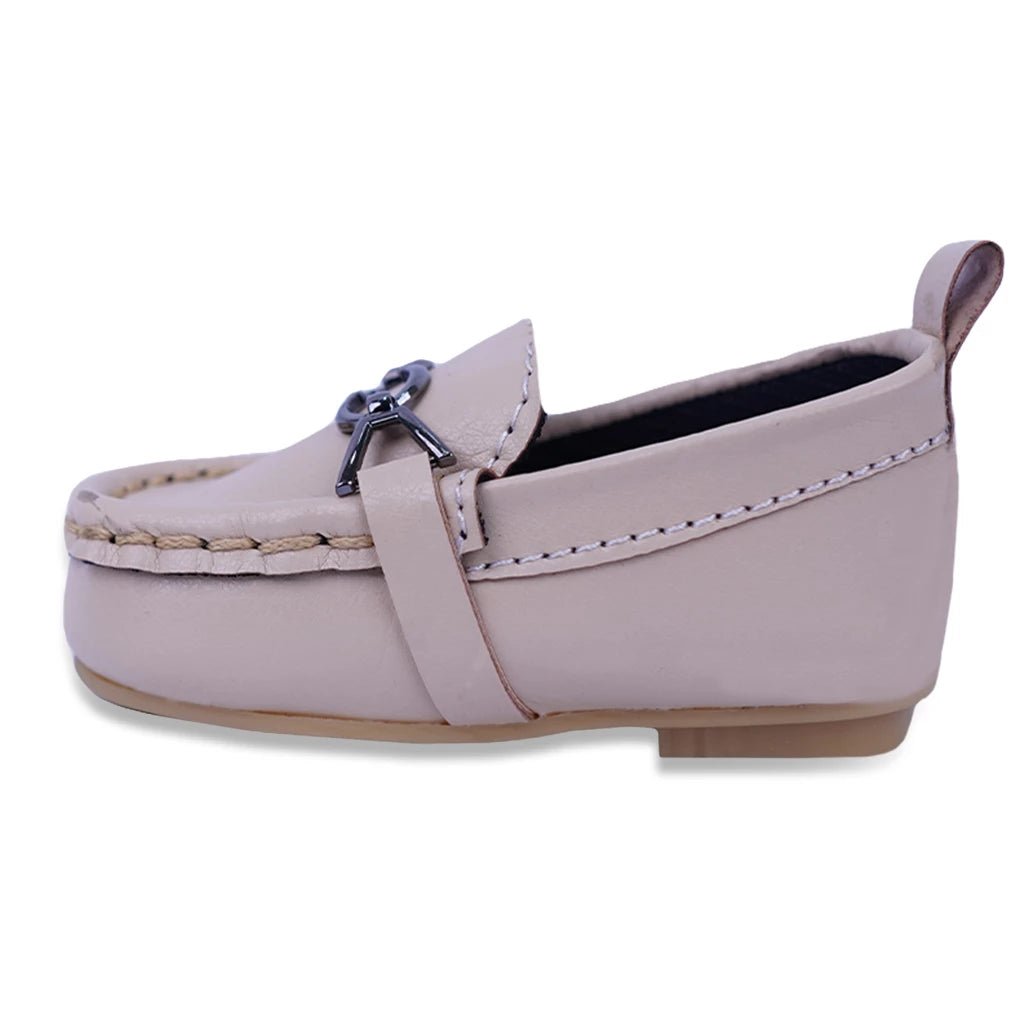 Kids Stylish Loafers - Beige - LittleMinors