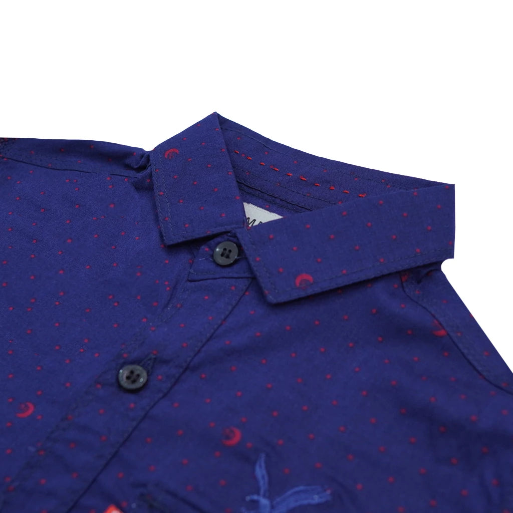 Boys’ Cotton Collar Shirt – Half Sleeve, Dotted Design