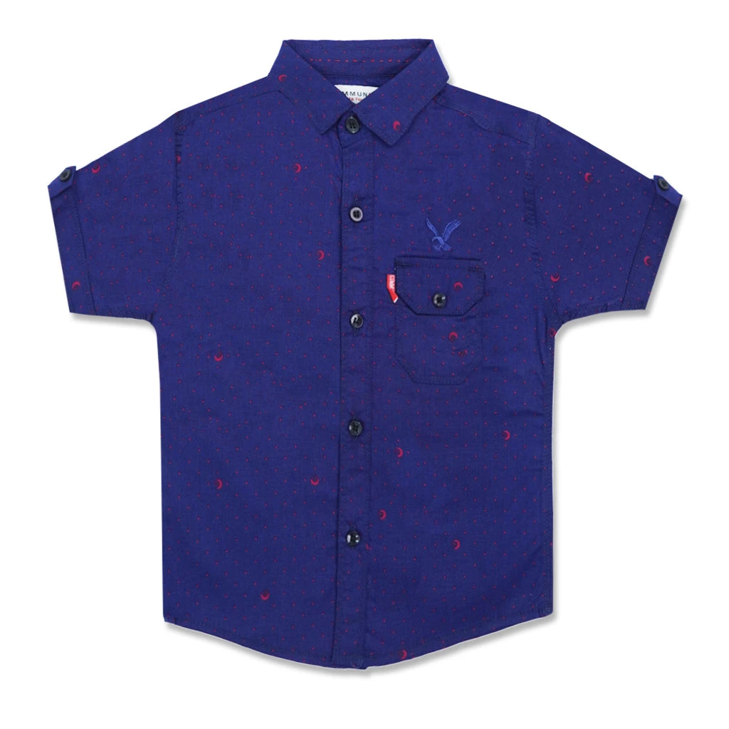 Boys’ Cotton Collar Shirt – Half Sleeve, Dotted Design