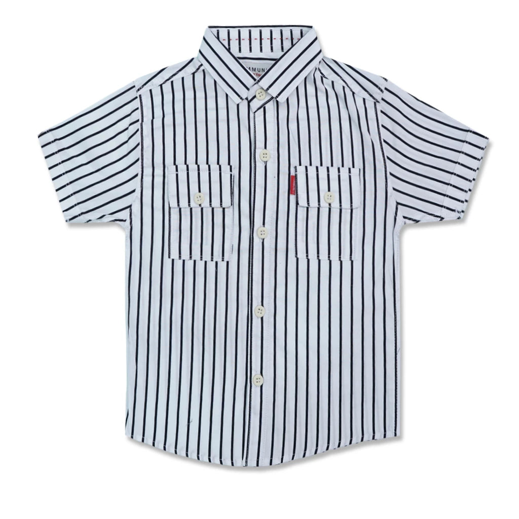 Boys’ Cotton Collar Shirt – Half Sleeve, Lined Design
