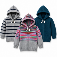 Pack of 3 Kids Wool Hooded Sweater Boys & Girls Winter Zip-Up