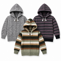 Pack of 3 Kids Wool Hooded Sweater Boys & Girls Winter Zip-Up