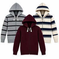 Pack of 3 Kids Wool Hooded Sweater Boys & Girls Winter Zip-Up