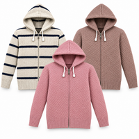 Pack of 3 Kids Wool Hooded Sweater Boys & Girls Winter Zip-Up